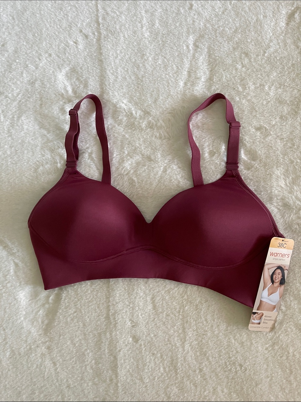 Warners  convertible Smoothing Comfort Bra  Mauve SZ 38C  NWT